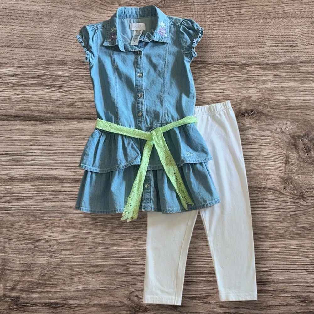 Guess Blue and Green Denim Dress Set, size 6